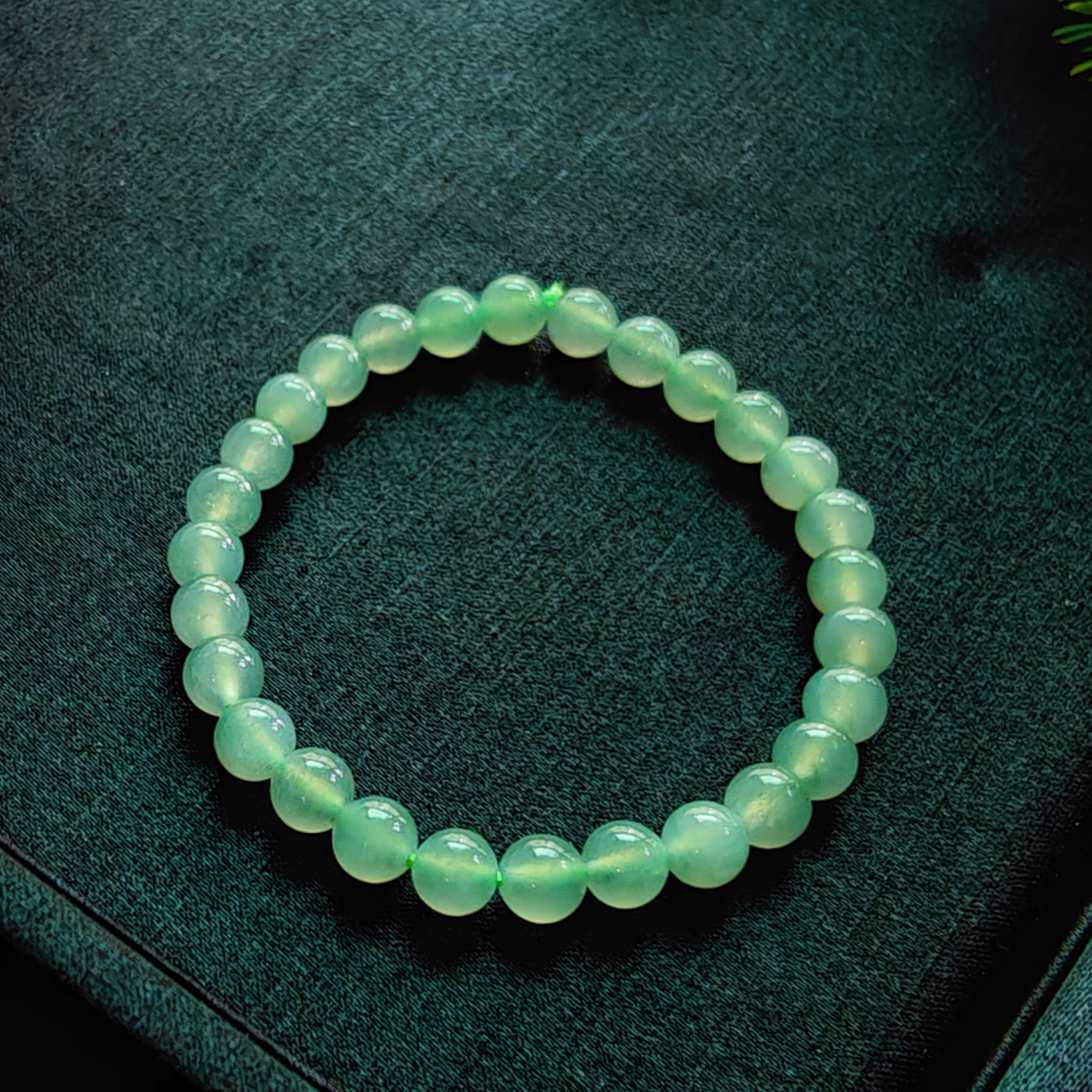 天然缅甸a货翡翠手串女款冰种晴绿圆珠玉石珠串