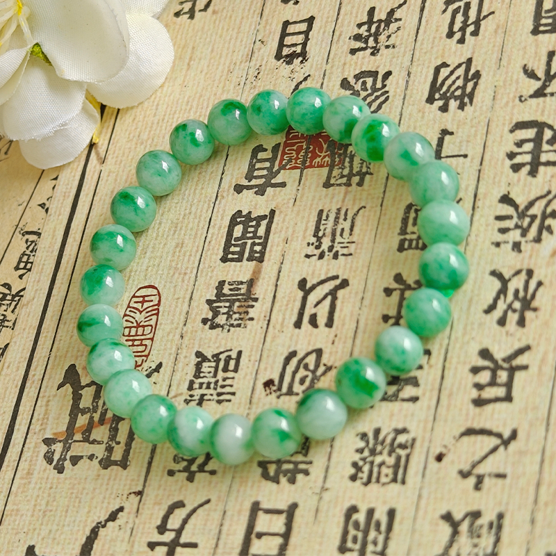 缅甸A货翡翠手串果绿手链