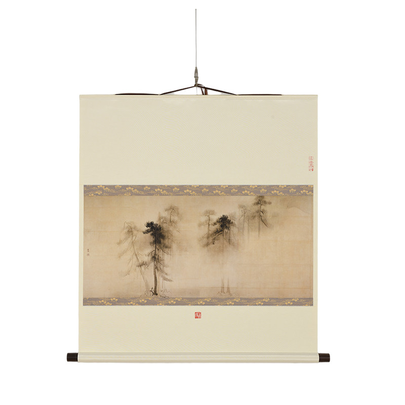 虫二书画 中式国画山水画松树雾景挂画客厅装饰画复古文艺挂画