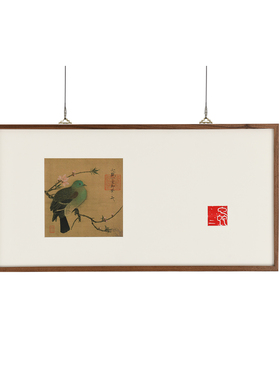 虫二书画 客厅中式黑胡桃装裱定制 新古典摆件禅意空间实木装饰画