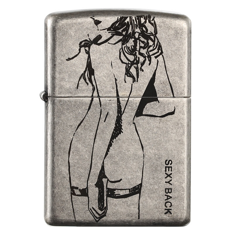 美国原装正版ZIPPO打火机正品古银美女背影女郎 刻字芝宝zppo