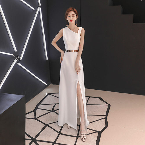 白色晚礼服裙女夏季新款简