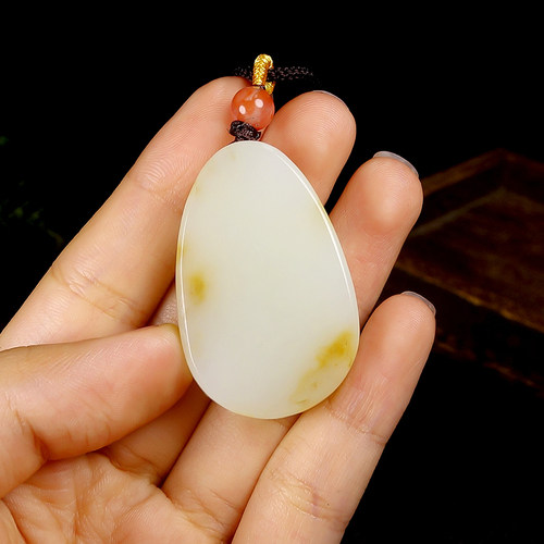【天石玉器】和田玉糖白平安无事牌挂件吊坠23.486g