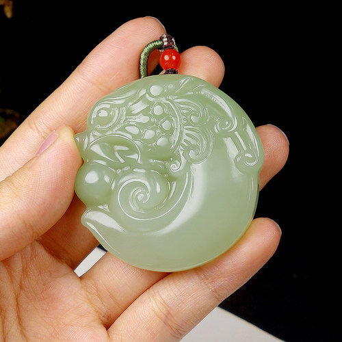 【天石玉器】和田玉仿古玉猪龙挂件吊坠43.709g