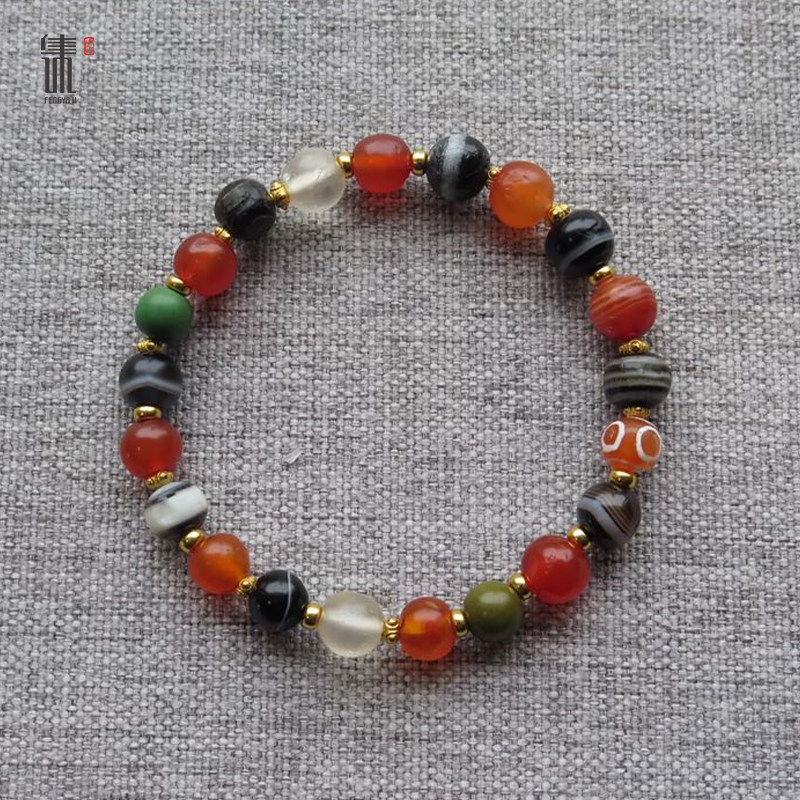 『古韵』高古多宝串~老绿松~老缠丝玛瑙~汉代一线老药师~轻奢手链