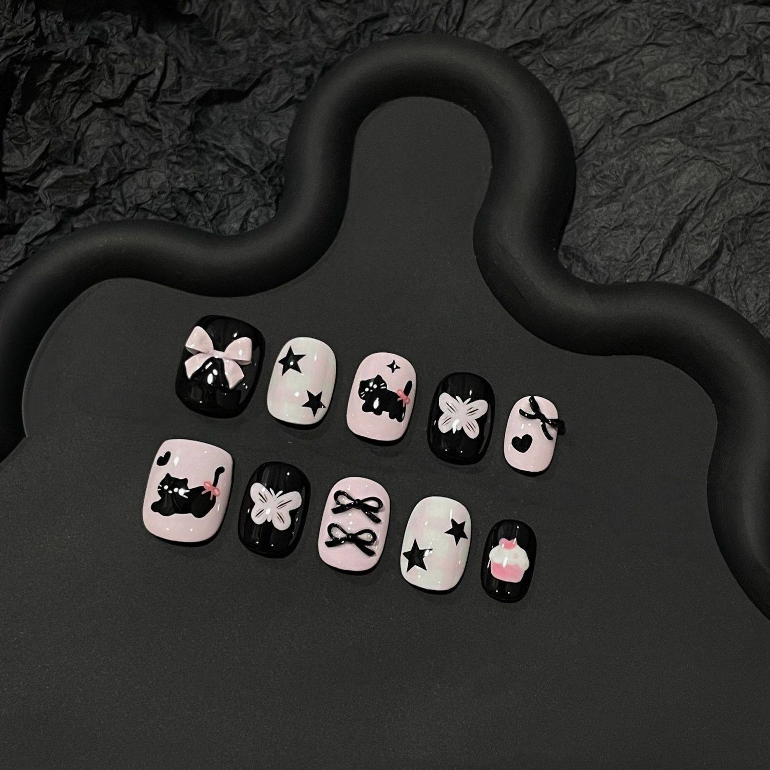 可爱新款显白美甲卡通可拆卸蝴蝶结指甲穿戴甲片短款猫咪,彩妆/香水/美妆工具,穿戴甲/甲片,淘宝优惠券,粉丝福利购,淘宝优惠卷