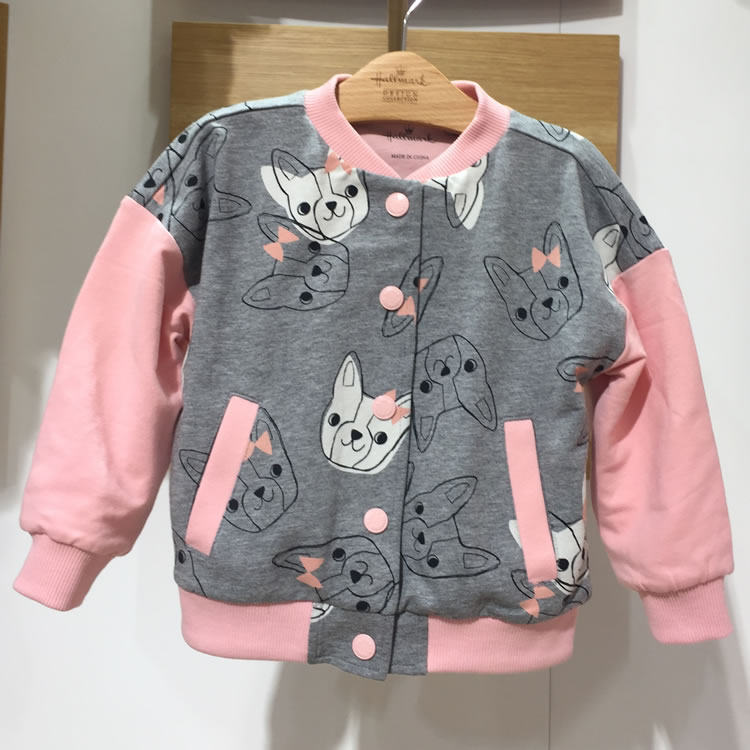 Hallmark贺曼女童棒球服外套双层秋款幼儿园学生休闲外套夹克衫薄
