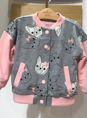 Hallmark贺曼女童棒球服外套双层秋款幼儿园学生休闲外套夹克衫薄