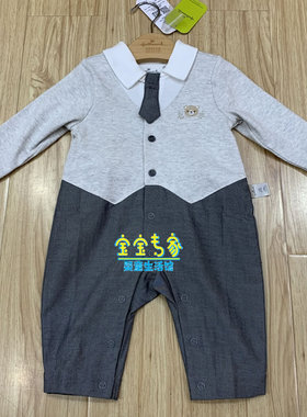 Hallmark贺曼婴儿连身衣春款宝宝连体爬服长袖哈衣假两件小孩礼服