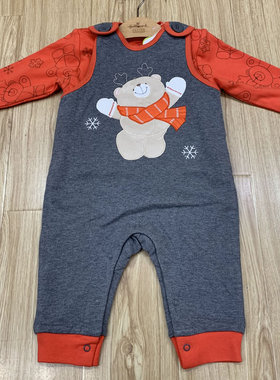 Hallmark贺曼婴儿背带裤套装宝宝长袖T恤+背带裤子两件装FG3B0308