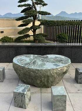 天然九龙壁原石雕刻户外庭院花园石桌石凳酒店别墅石凳子天然石材