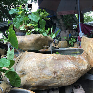 惠安户外大型鱼缸循环水景原石雕刻造景摆件公司门口迎宾招财鱼池