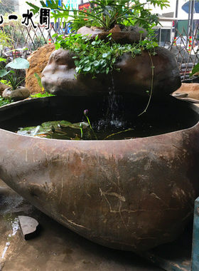 惠安现代简约风格庭院三层流水鱼缸 大型户外石材招财装饰鱼缸