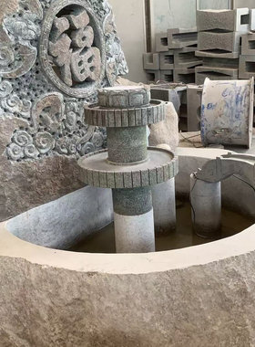 天然青石大型景观流水摆件石磨石臼石槽流水庭院花园鱼缸造景装饰