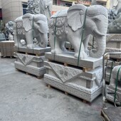 惠安150cm石雕大象一对公母酒店别墅花岗岩石象雕塑招财摆件惠安