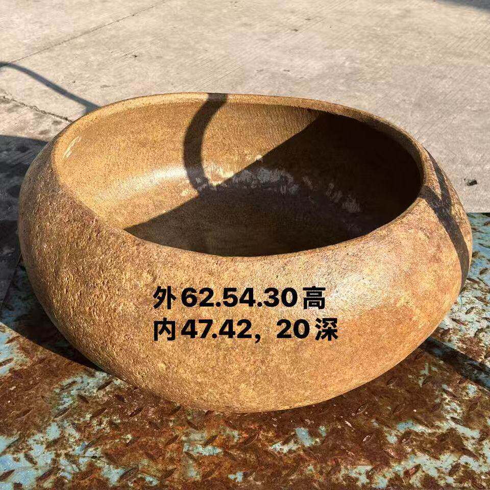 天然石头鱼缸铜钱草专用盆野生菖蒲鹅卵石花盆原生态简约花器大号