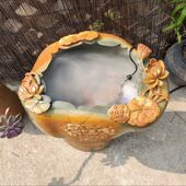 惠安精品艺术石雕办公室台面装 饰水池绿端砚石材鱼缸雕花石缸摆件