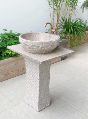 庭院花园户外洗手盆立柱盆自然立柱艺术盆洗脸盆洗厂家大理石盆