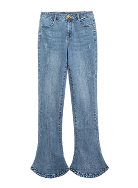 当季449元米系列高腰显瘦直筒微喇马蹄裤牛仔裤2024春装新品折