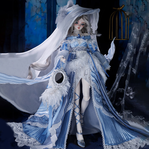 4分BJD女娃衣夜莺幽蓝之羽套装