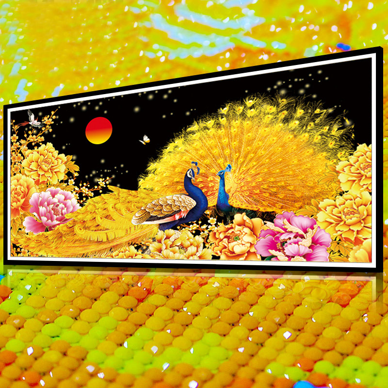 孔雀开屏2026年新款5D水晶钻石画满钻贴钻十字绣客厅砖石秀牡丹花