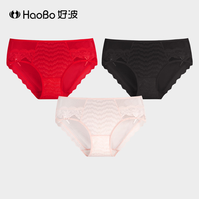 【79元3条】女蕾丝花边低腰性感小裤裆里聚乳酸三角裤HKW2550