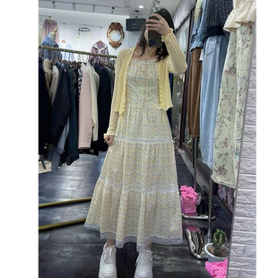 2026夏季 甜美减龄度假风碎花连衣裙外搭披肩两件套女公主精致活力