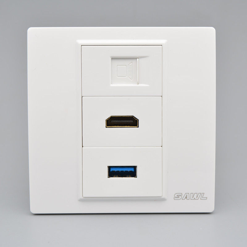 网络USB高清插座免86型打电脑2.0HDMI数字电视3.0USB数据延长面板