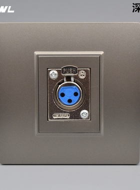 深灰色母卡侬音频面板麦克风功放话筒插座卡侬孔插座母卡侬模块