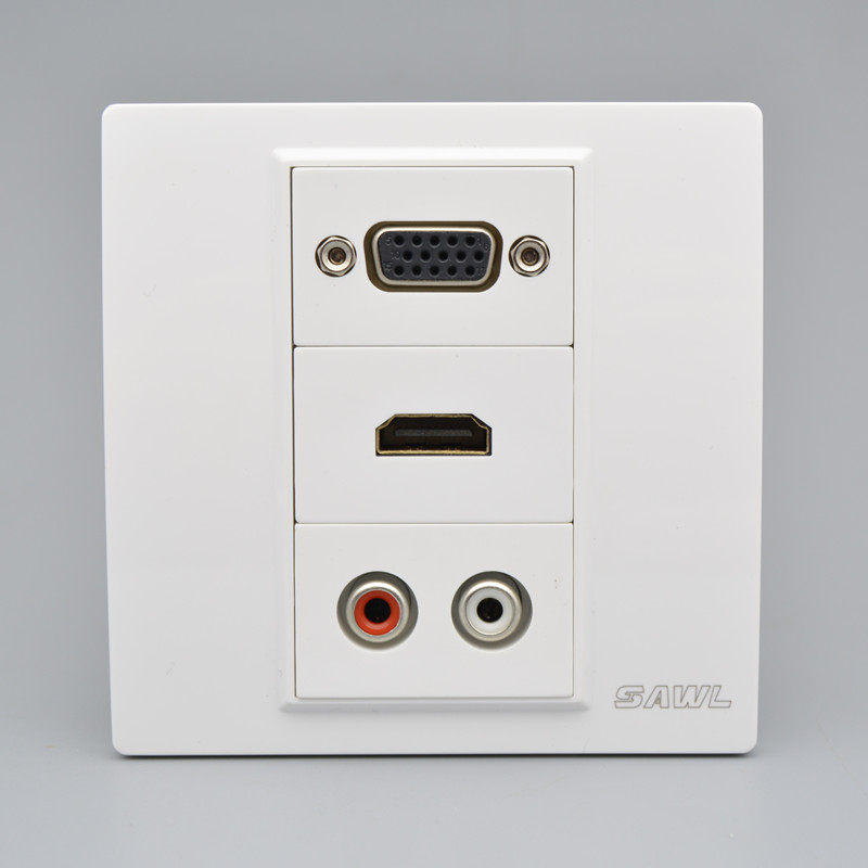 直插高清HDMI两孔莲花头音频VGA插座86型墙壁暗装多媒体墙壁面板