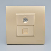 香槟色免打六类网线有线CAT6网络TV面板86型闭路电视电脑开关插座