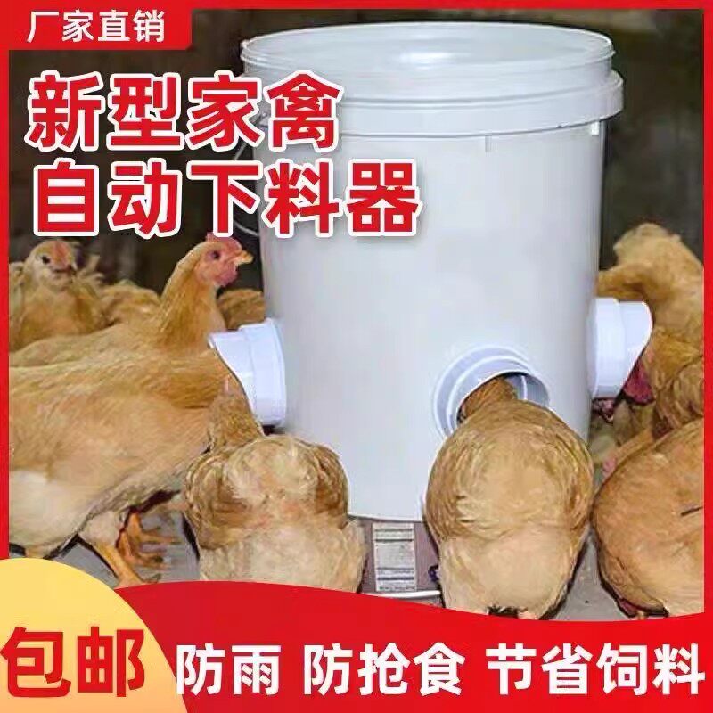 鸡鸭鹅全自动喂食器喂料桶鸡自动下料器家禽用料槽食槽重力喂食器