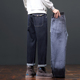 原牛加绒加厚赤耳丹宁牛仔裤 子 宽松直筒潮流长裤 男士 秋冬2025新款