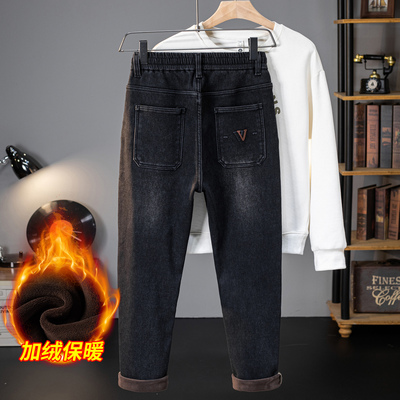加厚奥粒绒！加绒保暖牛仔裤男