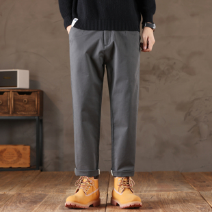 微宽松直筒纯棉百搭长裤 灰色锥形休闲裤 潮 春秋男士 高品质2026新款
