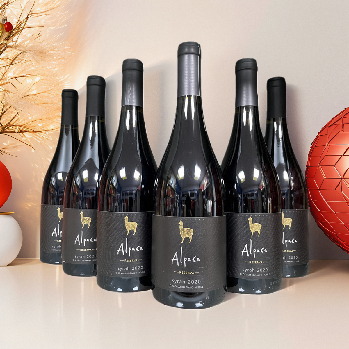 Alpaca金羊驼珍藏西拉干红葡萄酒14度迈波谷名庄智利原瓶进口红酒