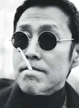 民国太子镜汉奸影视剧眼镜圆形偏光复古黑色墨镜男潮同款太阳眼镜