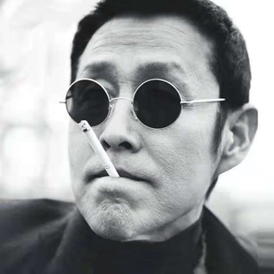 太阳眼镜 民国太子镜汉奸影视剧眼镜圆形偏光复古黑色墨镜男潮同款