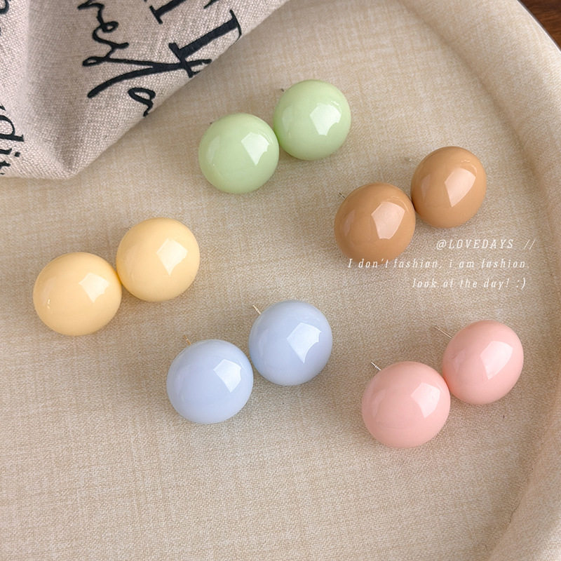 PrettyDaily马卡龙色复古圆形豆豆扁平耳钉ins简约耳钉耳环耳饰,饰品/流行首饰/时尚饰品新,耳钉,淘宝优惠券,粉丝福利购,淘宝优惠卷