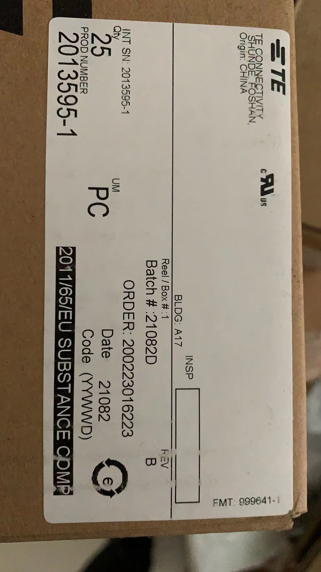 TE泰科Housing胶壳连接器2013595-1直拍无效单价详情咨询客服