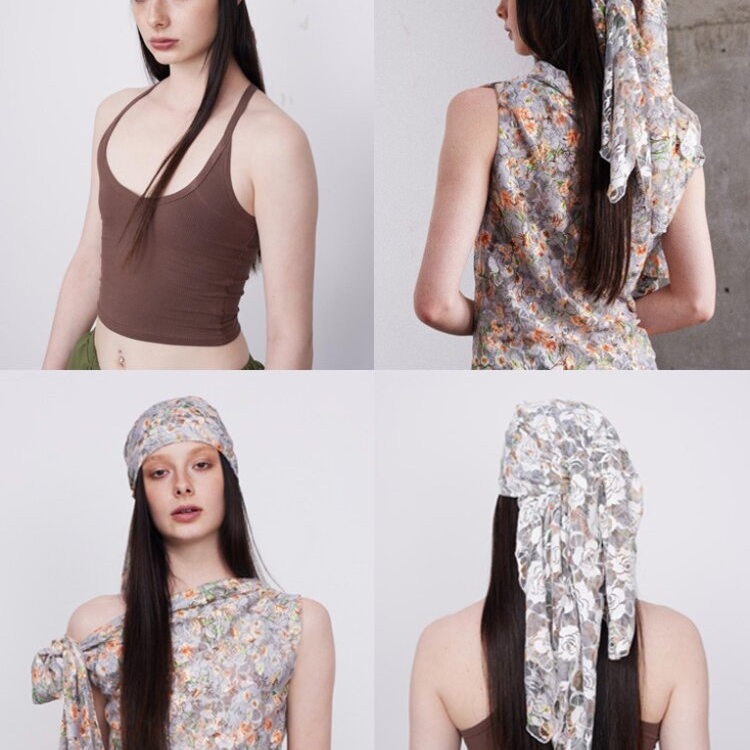 【陈卓璇同款】DONOTDISTURB原创弹力蕾丝碎花方巾正反两戴头巾帽