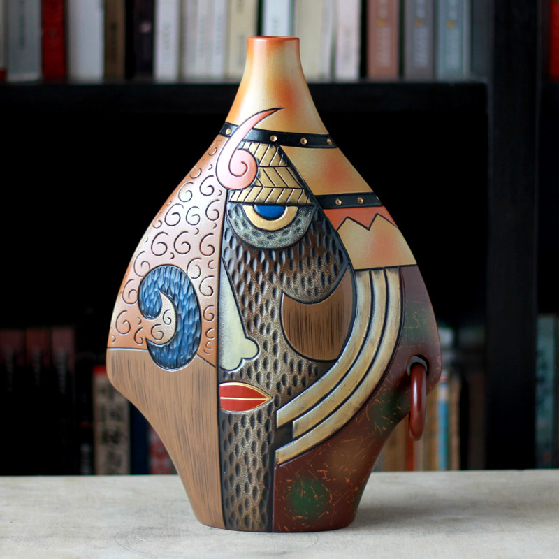 艺术脸谱东巴特色手工艺品纪念品民族风陶瓷摆件酒柜电视柜装饰品