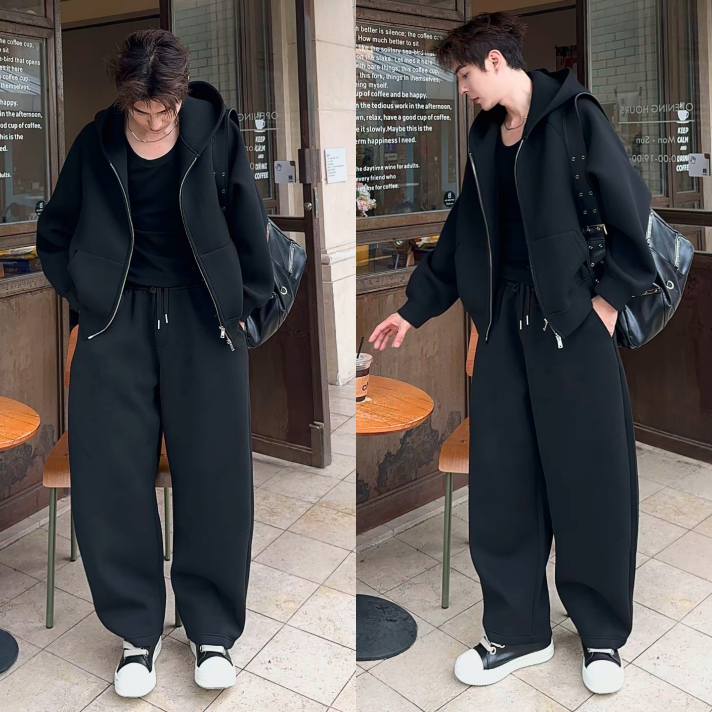 秋季新款男士时尚套装连帽卫衣外套休闲裤舒适百搭潮流运动两件套