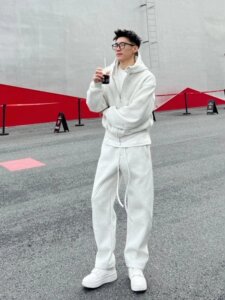 冬季加绒运动卫衣套装美式简约连帽开衫外套百搭休闲裤两件套情侣