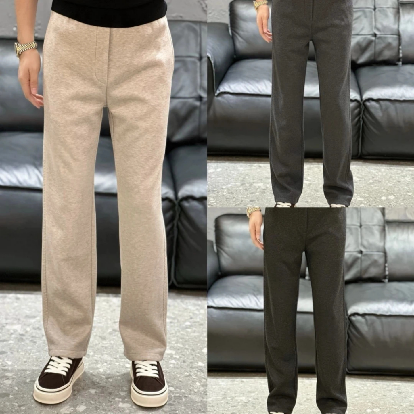 秋冬季新款醋酸羊毛混纺休闲裤男款轻奢高定极简风直筒裤纯色简约