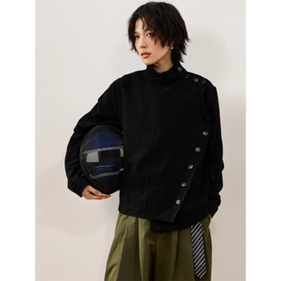 秋季新款美式复古水洗解构立领飞行夹克男休闲工装外套小众设计感
