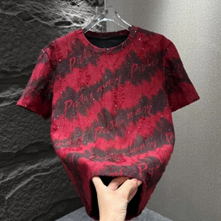 【新年款红色短袖】男士潮流重工艺扎染年款潮牌百搭舒适圆领T恤