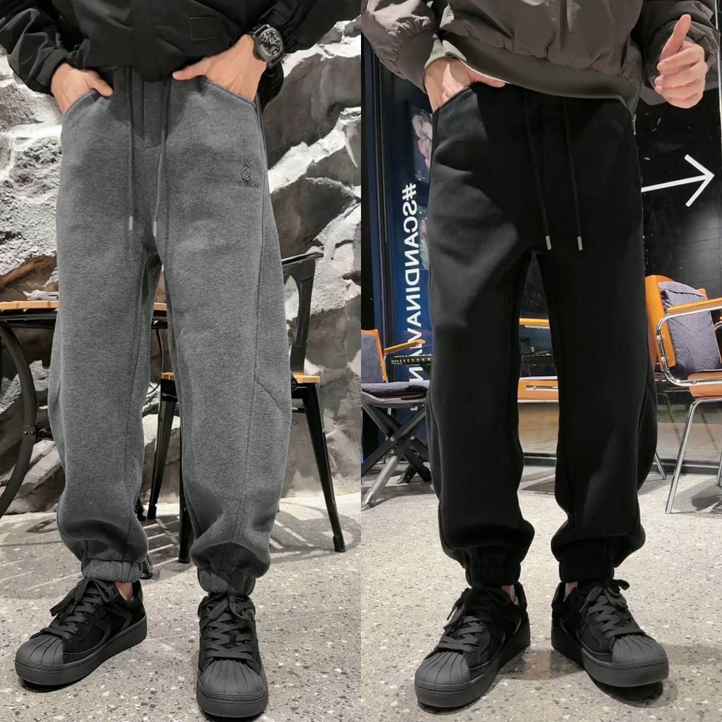 设计感时尚秋季男士百搭休闲裤美式束脚运动卫裤潮流男裤纯色简约