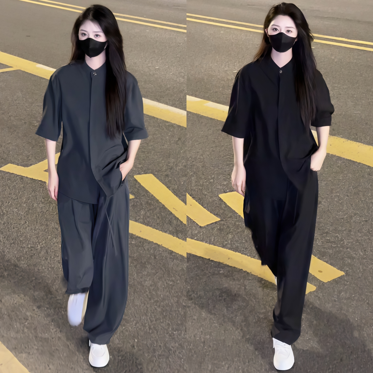 夏季新款男士时尚套装衬衫短袖潮流休闲长裤轻奢简约套装男女同款