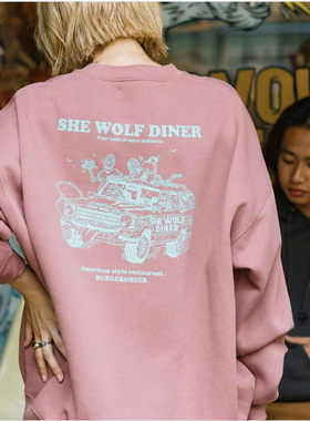 返单王常青款 FS情侣款 日单尾货 25新软糯拉绒后背印花圆领卫衣